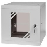 STALFLEX RC10-6U-300GG 10" 6U 300 mm mély lapra szerelt szürke üveg ajtós fali rack szekrény (RC10-6U-300GG)