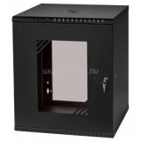 STALFLEX RC19-12U-450GB 19" 12U 450 mm mély lapra szerelt fekete üveg ajtós fali rack szekrény (RC19-12U-450GB)