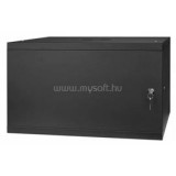 STALFLEX RC19-6U-450MB 19" 6U 450 mm mély lapra szerelt fekete fém ajtós fali rack szekrény (RC19-6U-450MB)