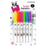 Starpak Szövegkiemelő, 6 db-os, illatos, állatos mintával