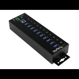 StarTech.com 10-Port USB 3.0 Hub - Metal Industrial USB-A Hub with ESD & Surge Protection - Din Rail, Wall or Desk Mountable - TAA Compliant USB Expander Hub (ST1030USBM) - hub - 10 ports (ST1030USBM)