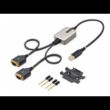 StarTech.com 2P1FFC-USB-SERIAL csatlakozó átlakító USB-A 2 x DB-9 RS-232 Fekete, Szürke (2P1FFC-USB-SERIAL)