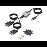 StarTech.com 2P6FFC-USB-SERIAL csatlakozó átlakító USB-A 2 x DB-9 RS-232 Fekete, Szürke (2P6FFC-USB-SERIAL)