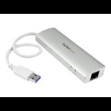 StarTech.com 3-Port USB 3.0 Hub with Gigabit Ethernet - Up to 5Gbps - Portable USB Port Expander with Built-in Cable (ST3300G3UA) - hub - 3 ports (ST3300G3UA)
