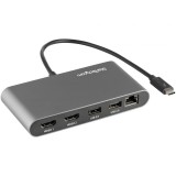 StarTech.com TB3DKM2HDL dokkoló állomás és port replikátor Vezetékes Thunderbolt 3 Szürke