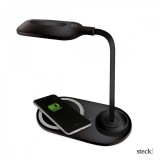 STECK Asztali lámpa, 3W, fekete vezeték nélküli töltővel