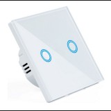 Sternhoff 2 db Elegáns Edzett üveglapos Érintéssel működő LED háttér világítású, csillár villanykapcsoló, kétpólusú, fehér