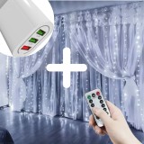 Sternhoff 300 micro LED-es fényfüggöny USB adapterrel – hideg fehér, távirányítóval