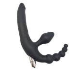 Strap-on 3 fejű G-pont vibrátor - fekete