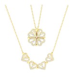 Strasszköves kihajtható lóherés acél nyaklánc