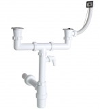 Styron 6/4˝ NA40  2 medencés mosogatószifon 1túlfolyóval, mosógép csatlakozóval