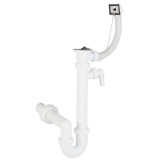 Styron 638-1 csőszifon 40 mm -es elfolyással, leeresztőszeleppel, mosogatógép csatlakozással