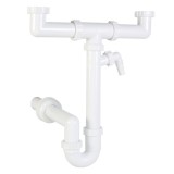 Styron 639-3 kétmedencés csőszifon 40 mm-es elfolyással, mosogatógép csatlakozással