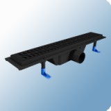 Styron beltéri egyenes zuhanyfolyóka, fekete rozsdamentes Harmony fémráccsal, 700mm