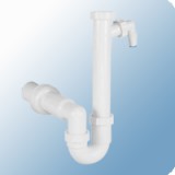 Styron egymedencés mosogató csőszifon mosogatógép csatlakozóval, Ø50 mm-es elfolyással