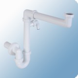 Styron egymedencés mosogató csőszifon mosogatógép csatlakozóval, helytakarékos, Ø40 mm-es elfolyással