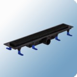 Styron fekete zuhanyfolyóka rozsdamentes Domino ráccsal, 600mm
