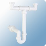 Styron kétmedencés mosogató csőszifon Ø40 mm-es elfolyással