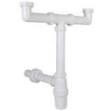 STYRON Kétmedencés mosogatószifon leeresztô nélkül