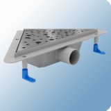 Styron sarok zuhanyfolyóka rozsdamentes Drops ráccsal, fényes, 450x275 mm