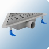 Styron sarok zuhanyfolyóka rozsdamentes Drops ráccsal, matt, 450x275 mm