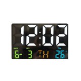 SUMKER Digitális falióra asztali ébresztőóra naptár hőmérő fehér és multicolor GH0717L