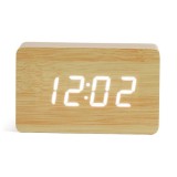 SUMKER Fa hatású kicsi ébresztőóra hőmérséklet kijelzős világosbarna