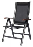 SUN GARDEN ASS COMFORT összecsukható, exkluzív fém kerti szék - antracit/fekete 67/201