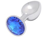 Sunfo - fém anál plug kék kővel (ezüst)