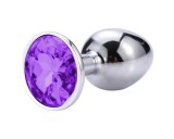 Sunfo - fém anál plug lila kővel (ezüst)