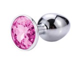 Sunfo - fém anál plug pink kővel (ezüst)