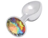 Sunfo - fém anál plug sárga kővel (ezüst)