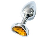 Sunfo - fém anál plug szív alakú arany kővel (ezüst)