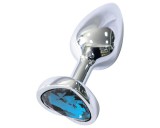 Sunfo - fém anál plug szív alakú kék kővel (ezüst)