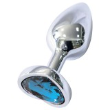 Sunfo - fém anál plug szív alakú kék kővel (ezüst)