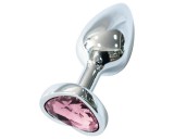 Sunfo - fém anál plug szív alakú rózsaszín kővel (ezüst)