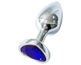 Sunfo - fém anál plug szív alakú sötétlila kővel (ezüst)