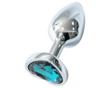 Sunfo - fém anál plug szív alakú világos kék kővel (ezüst)