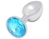 Sunfo - fém anál plug világos kék kővel (ezüst)