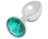 Sunfo - fém anál plug zöld kővel (ezüst)