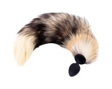 Sunfo - szilikon anál plug rókafarokkal (fekete-vörös)