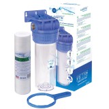 Supreme 10" vízszűrő ház készlet - hideg vizes - átlátszó - 1"x1"