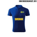 Sverige feliratos galléros póló - svéd szurkolói ingnyakú póló (kék)