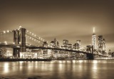 Sverus Fotótapéta Brooklyn Bridge and Manhattan Downtown Skyline at Dusk in Sepia, 416 x 254 cm