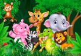 Sverus Fotótapéta Cute Animals In The African Jungle, 312 x 219 cm