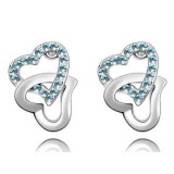 Swarovski kristályos fülbevaló Szívben Szív kék