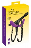 Sweet Smile SMILE - felcsatolható dupla dildó alsóval (lila-fekete)