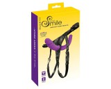 Sweet Smile SMILE - felcsatolható dupla dildó alsóval (lila-fekete)