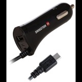 Swissten 20111500 USB-A / USB-C Kábeles Szivargyújtós Autós Töltő - Fekete (20111500)