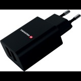 Swissten 22033000 2xUSB-A Hálózati Töltő Adapter 10W - Fekete (22033000)